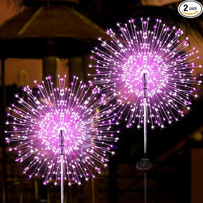 JJGoo Solar Firework Lights, 2 Pack 180 LEDs 2 Lighting Modes Solar Lights by JJGoo