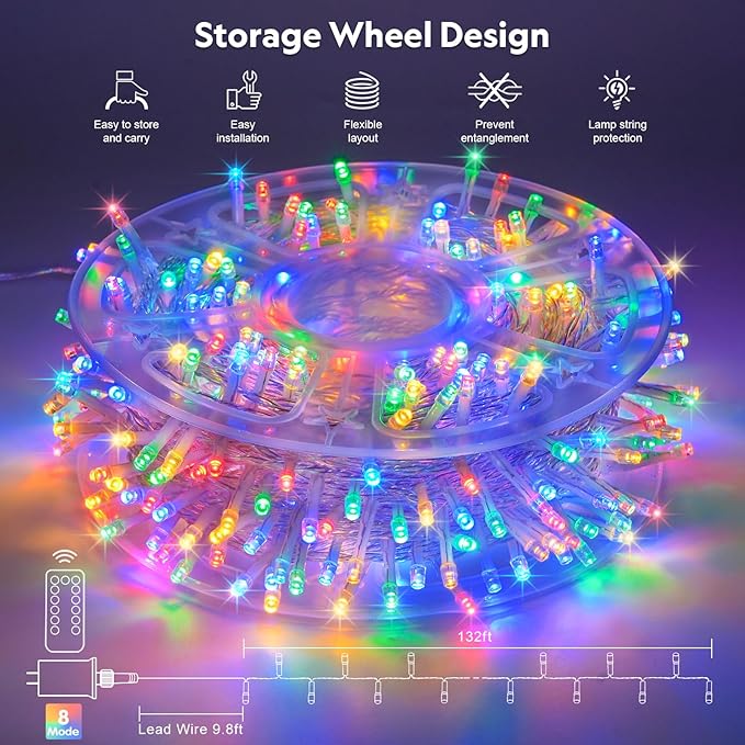 JMEXSUSS 132ft 400 LED Christmas Lights Indoor Outdoor Waterproof, 8 Modes - Image 9