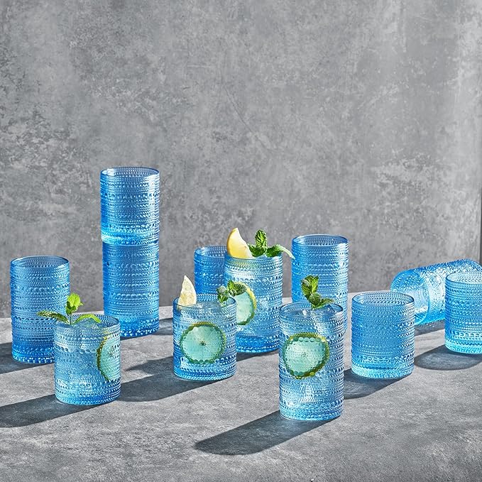 Hobnail Beaded Highball Drinking Tumbler Glasses | Set of 12 | Color, Vintage - Image 2