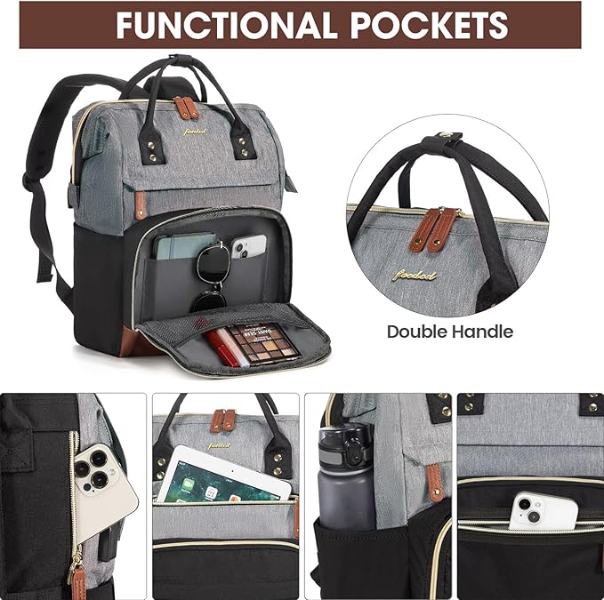 Focdod Laptop Backpack 15.6 Inch Professional Womens Purse Computer Bag Nurse - Image 2