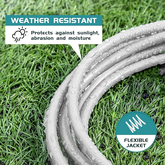 Indoor Outdoor Extension Cord Weatherproof, UL Listed, 16 Gauge 40FT White 3 - Image 4