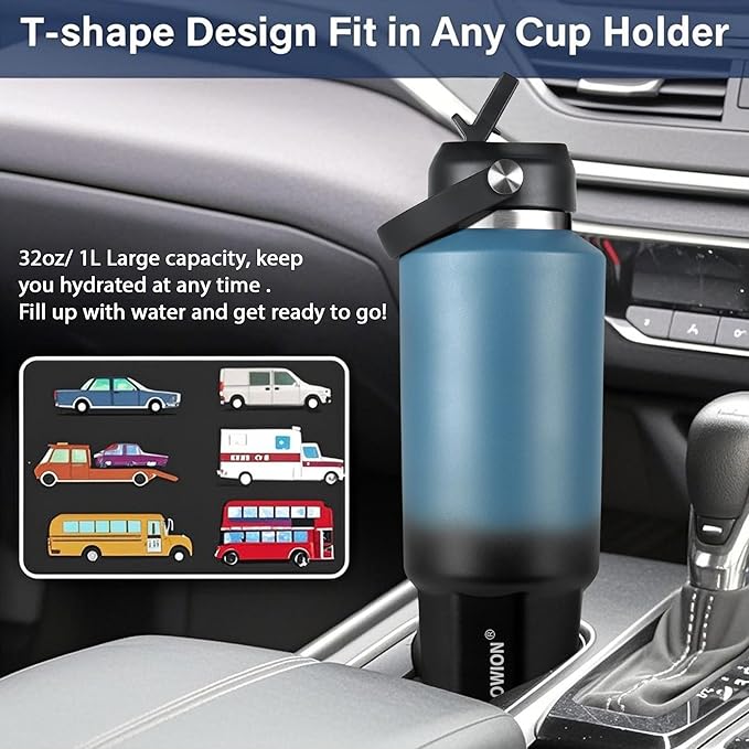 HYDROWION 40 oz Insulated Water Bottle, Car Water Bottle Holder - Image 2