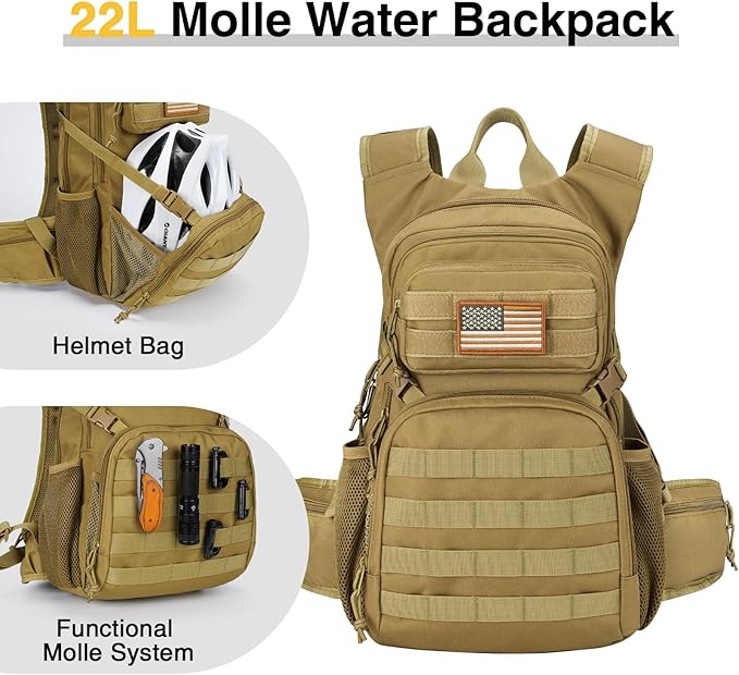 CVLIFE Hydration Backpack with 3L TPU Tactical Water Bladder, 22L Hiking - Image 2