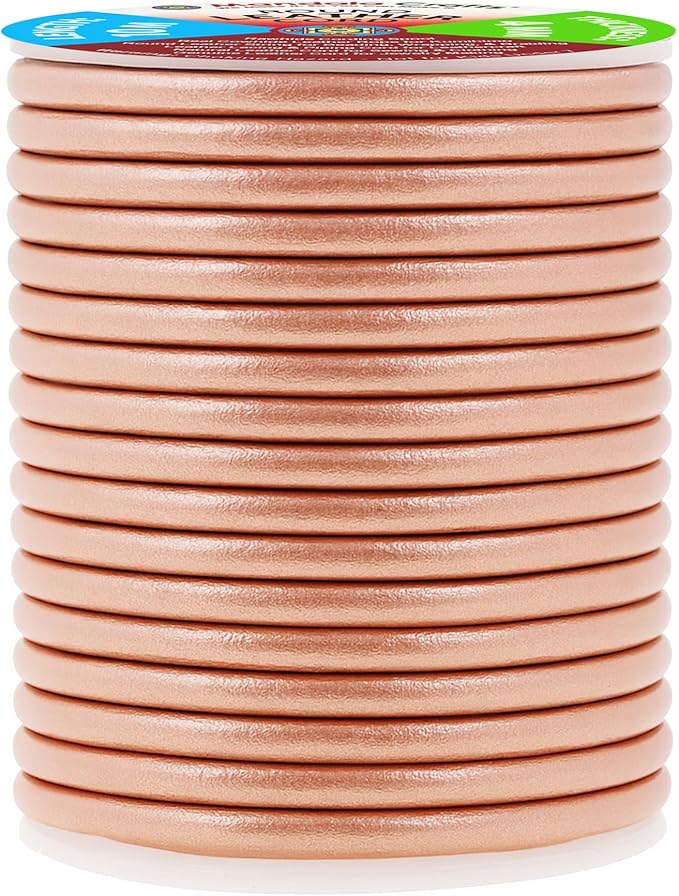 Mandala Crafts Round Genuine Rose Gold Leather Cord - Image 2