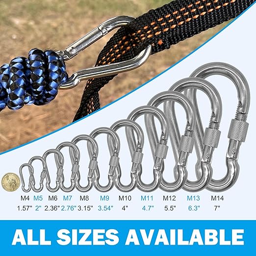 304 Stainless Steel Carabiners -4 inch Heavy Duty, Durable & Rust-Free Clips - Image 5