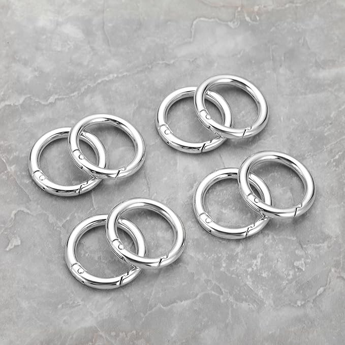 Gkeygo Key Ring Clip, 4/5 Inch Keychain Rings, 8 Pack Round Carabiner Clip - Image 7