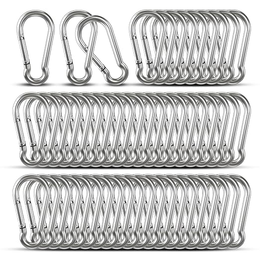 Carabiner Clip Hooks, Galvanized Iron Spring Snap Hook Fits Camping Hiking by KINLINK