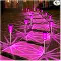 DenicMic Solar Lights Outdoor 10 Pack Waterproof Pink LED Stainless Steel Stake by Denicmic