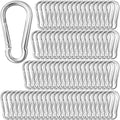 100 Pack 2.36" Sliver Carabiners Clip, M6 Galvanized Steel Small Spring Snap by SEUNGCH