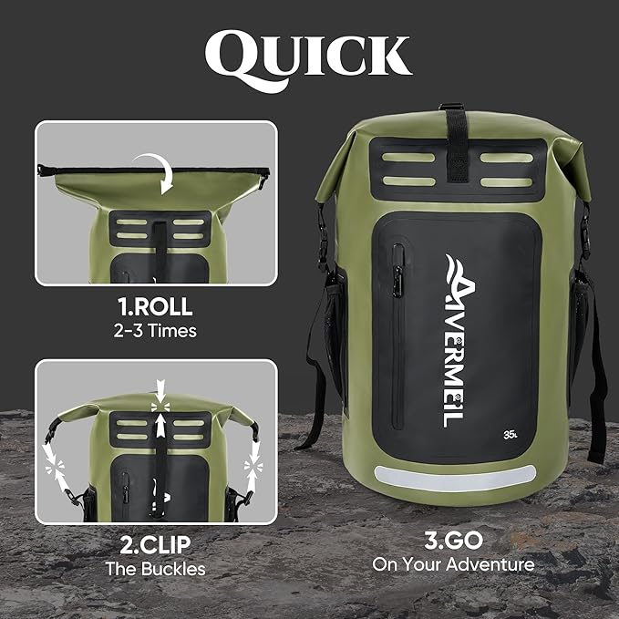 Waterproof Dry Bag with Waterproof Phone Case and small waterproof Bag Green - Image 5