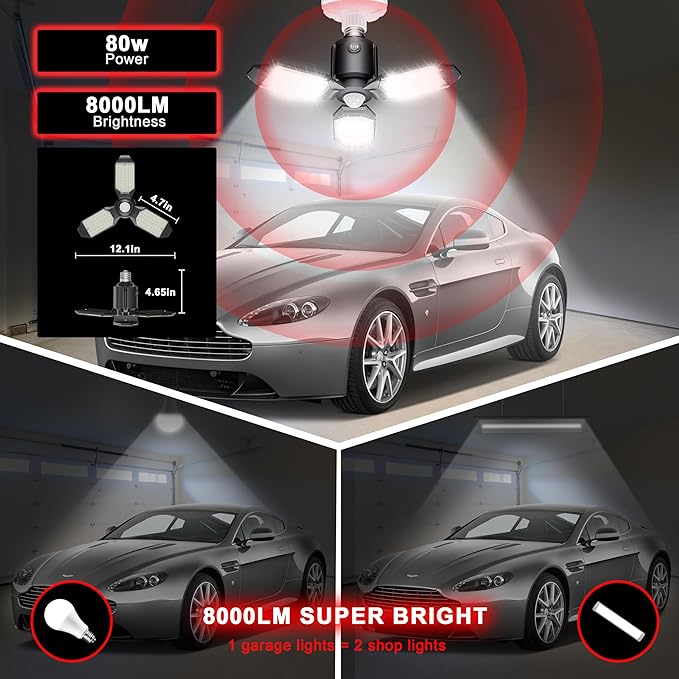 Motion Sensor Garage Light, 80W Motion Activated LED Shop Light - Image 5