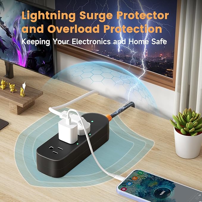 Outdoor Surge Protector Power Strip Weatherproof, 3 FT Extension Cord Outdoor - Image 4