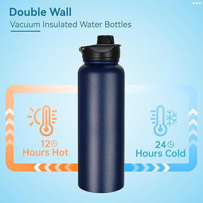 VEGOND 40 oz Insulated Water Bottle Bulk Stainless Steel Metal Water Bottles - Image 3