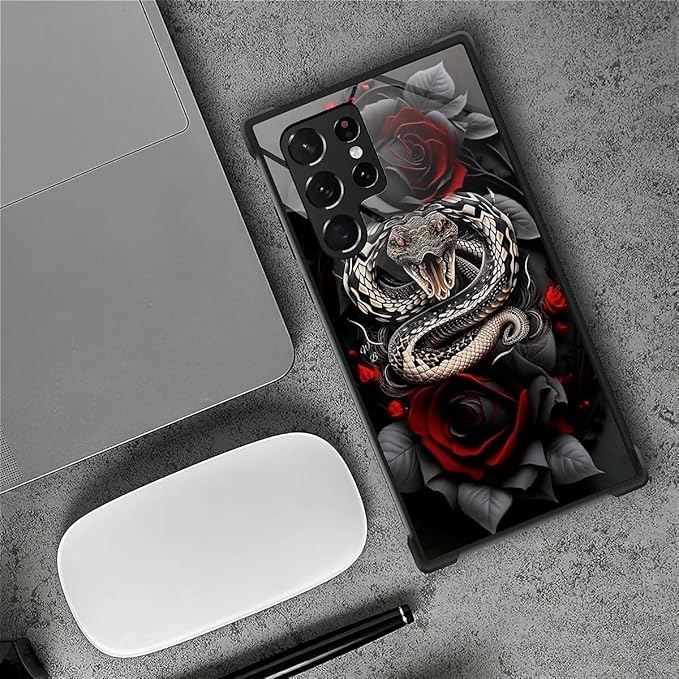 for Samsung Galaxy S22 Ultra Case, Entwined Rose Snake Pattern Graphic Design - Image 6