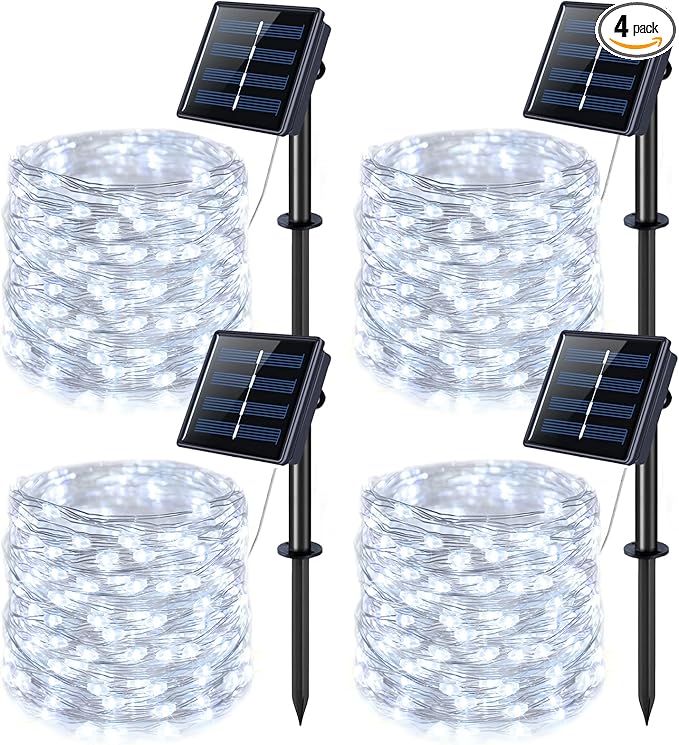 JMEXSUSS 4 Pack 100 LED Solar String Lights by JMEXSUSS