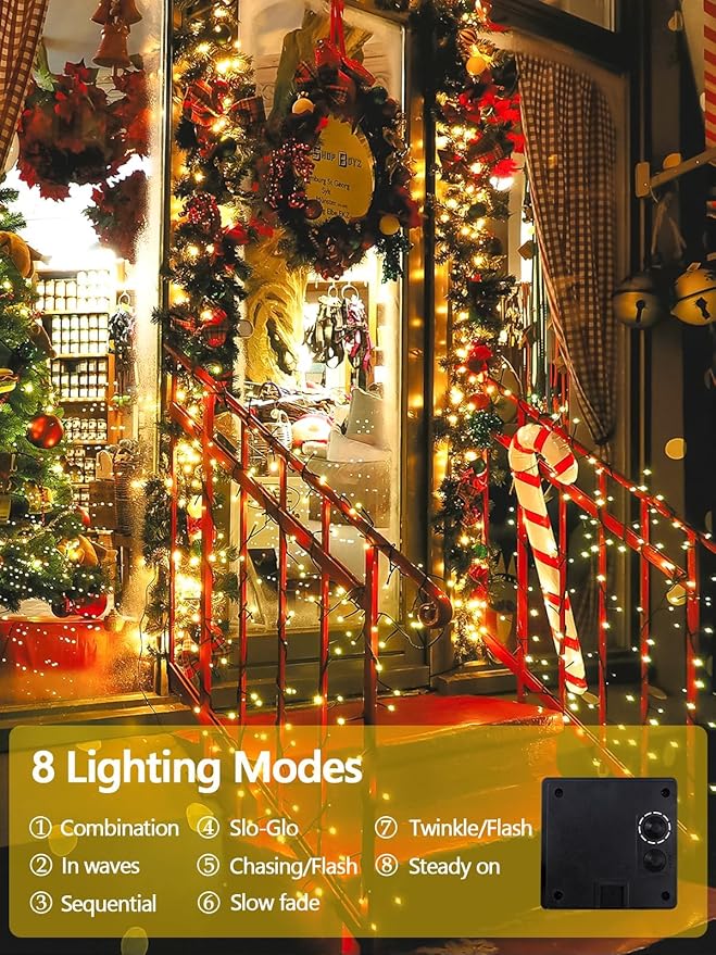 4 Pack Total 800 LED Solar Christmas Lights Outdoor, Solar String Lights - Image 3
