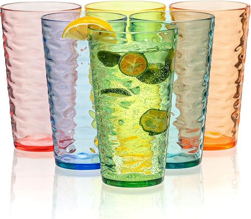 20-ounce Plastic Tumblers, Acrylic Drinking Glasses High-Balls, Shatter-Proof by ZAINCA