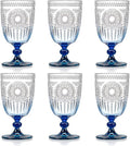 XUWAIDSGN 6Pcs Plastic Vintage Wine Glasses 13.5oz Reusable Embossed Goblet by XUWAIDSGN