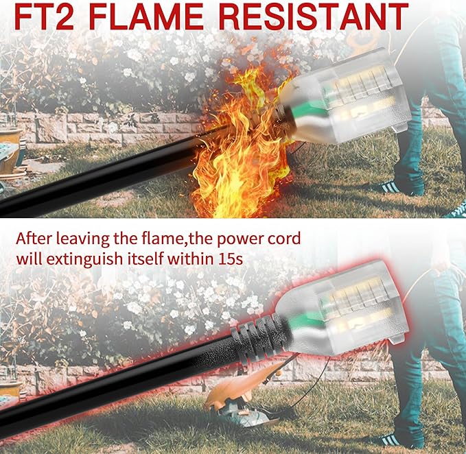 10 FT 14/3 Extension Cord Outdoor, Heavy Duty Weatherproof & Flame Retardant - Image 3