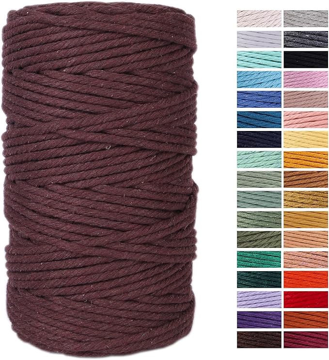 Brown Macrame Cord 4mm x 109Yards, Colored Cotton Rope Craft Cord Colorful by AestheticDesignforYou