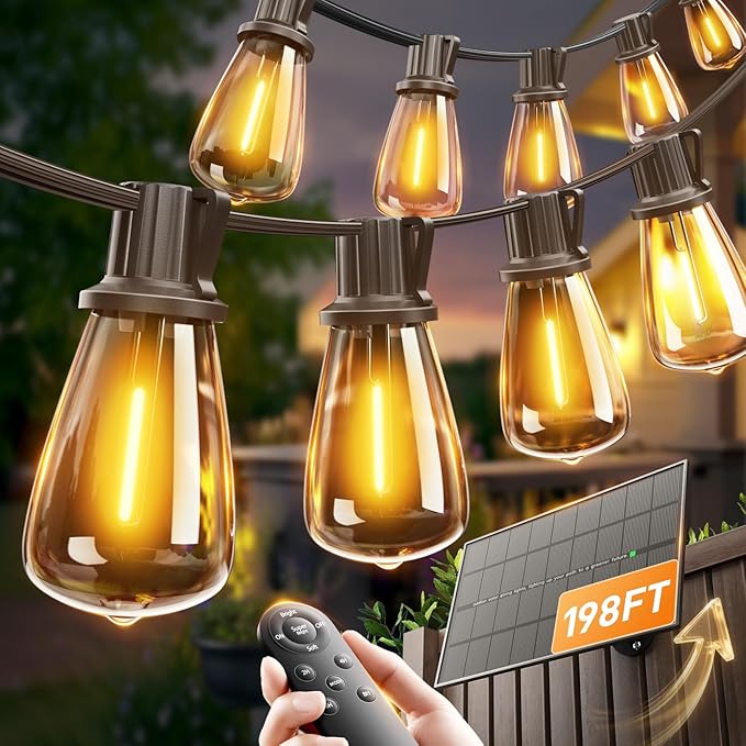 addlon 198FT Solar String Lights Outdoor by addlon