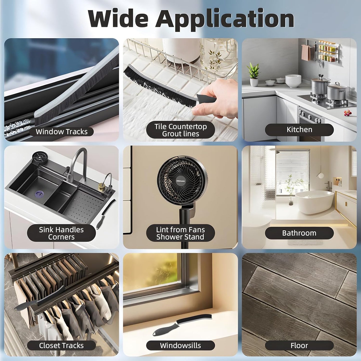 3Pcs Hard Bristle Crevice Cleaning Brush, Scrub Brush, Kitchen Sink Cleaning Brush, Grout Brush, Corner Brush Cleaning Tools for Toilet, Bathroom, Gap, Home, Household, Window (3, Grey)