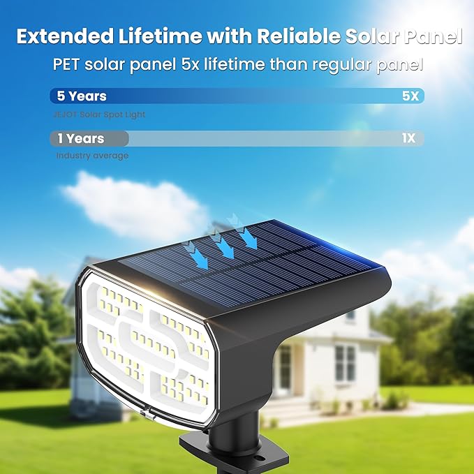 Solar Lights Outdoor Waterproof IP65, Super Bright LED, 3000K 2 Lighting Modes - Image 8