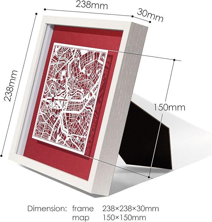 O3 Design Studio Washington D.C. Cut Map Framed, 9x9 inches, Paper Cutting Art - Image 7