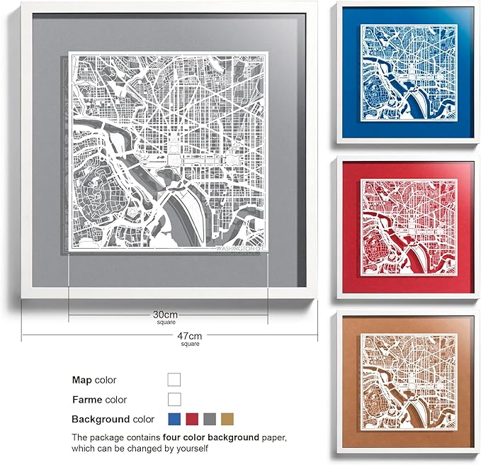 Washington D.C.s Cut Map framed by O3 Design Studio, 18x18 inches, paper - Image 2