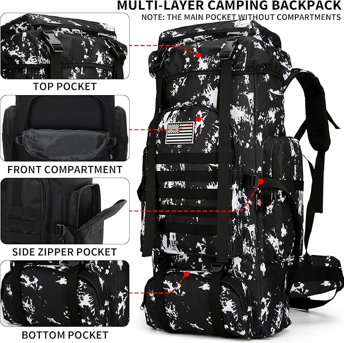 Hiking Backpack for Men 70L/100L Camping Backpack Military Rucksack Molle 3 - Image 3