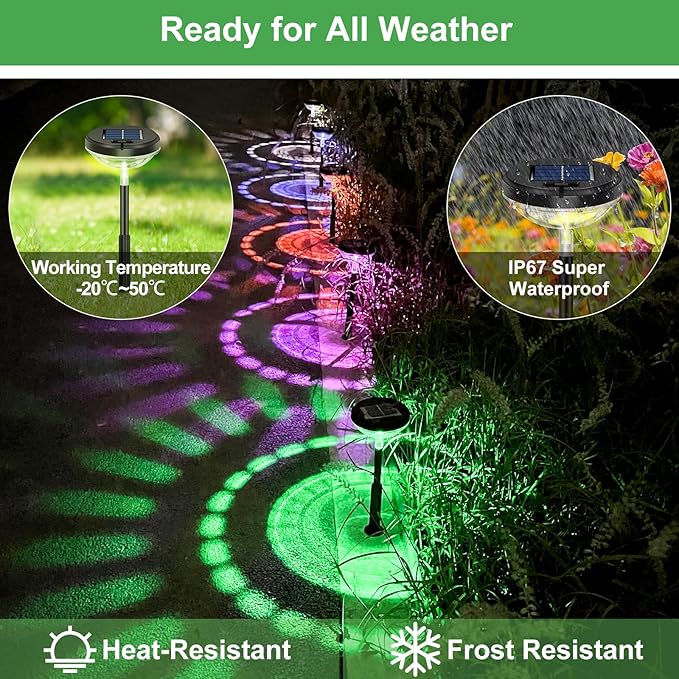 Nupostai 8 Pack Solar Pathway Lights, IP67 Waterproof, Outdoor Garden Yard Lawn - Image 5
