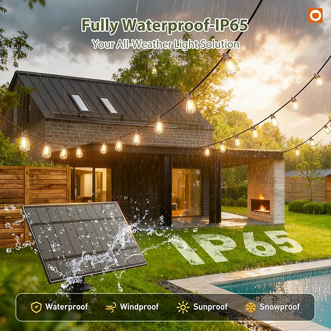 addlon 102 FT Solar String Lights Waterproof, Patio Light Solar Powered - Image 5