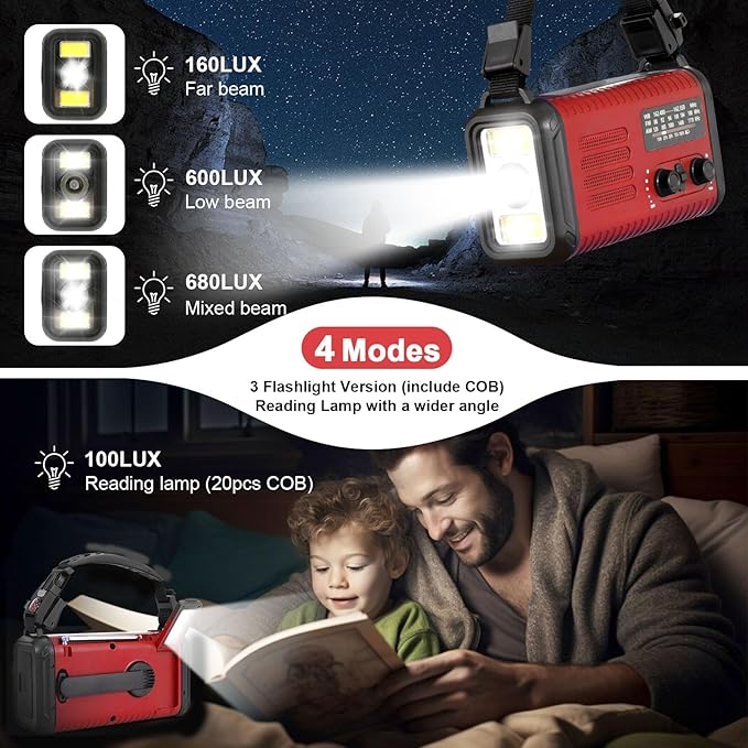 Emergency Hand Crank Solar Radio 20000mAh - Image 3