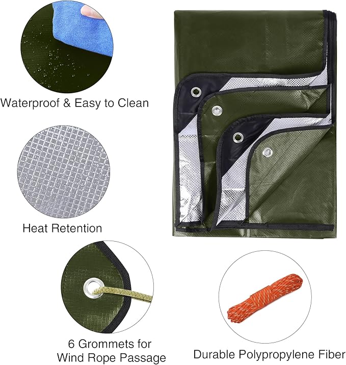 RedSwing 6 Pack Heavy Duty Waterproof Emergency Thermal Tarp, Insulated - Image 4