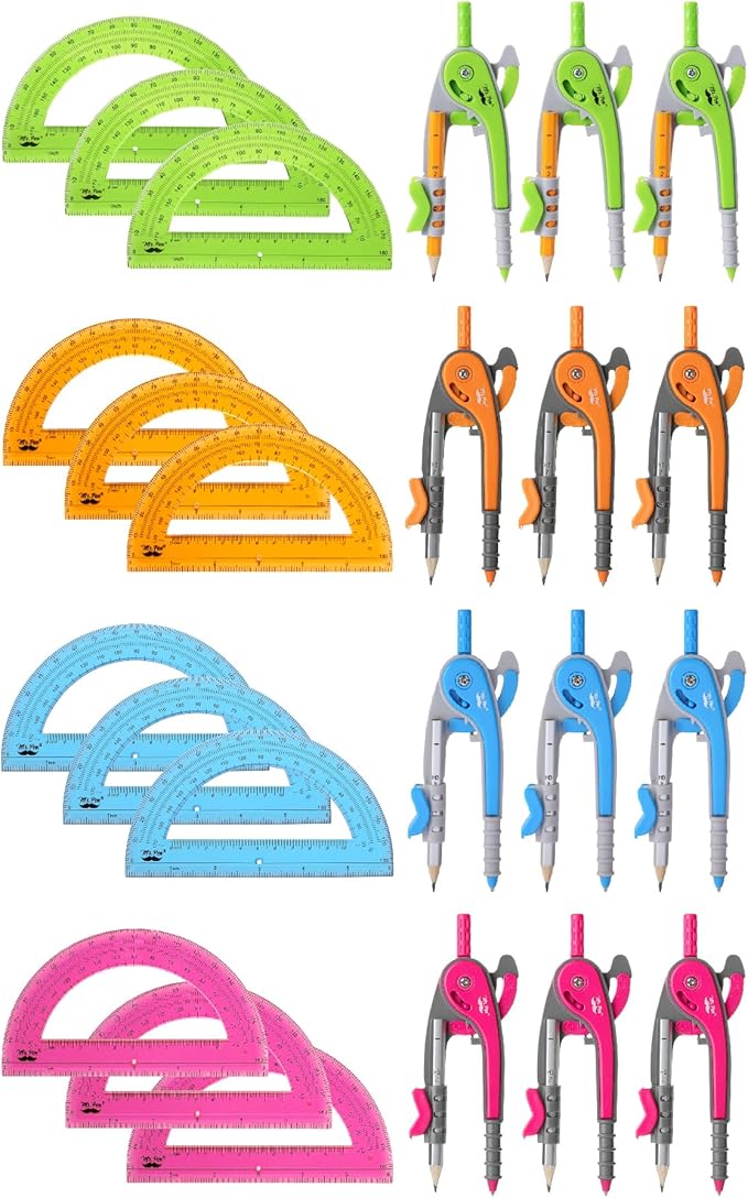 Mr. Pen- Geometry Compass and Protractor Set, 12 Sets, 6 Inch Compass, 6 Inch by MrPen