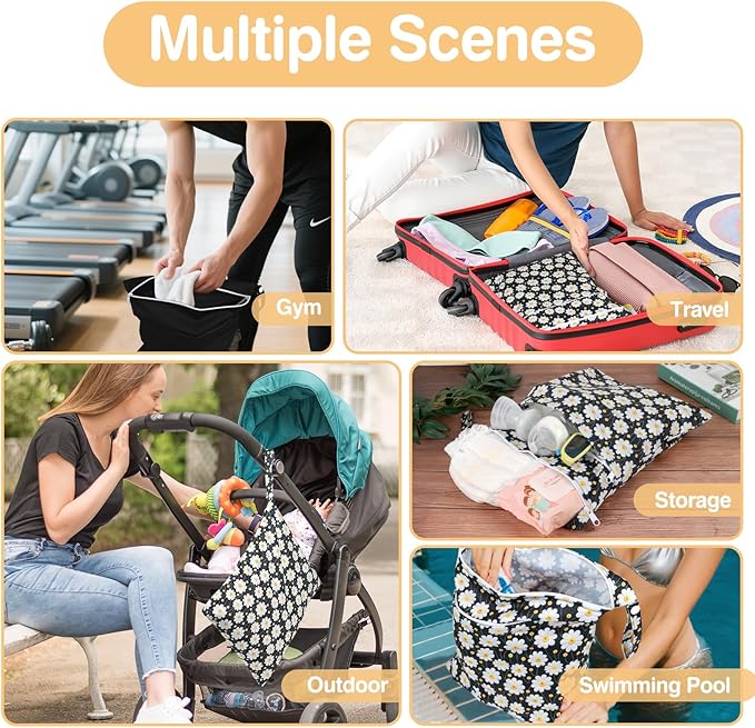 Wet Dry Bags 2 Pack, Waterproof Reusable Travel Bags - Image 7
