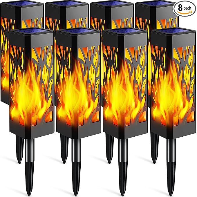 TomCare Flickering Flames Pathway Lights Solar Powered Decorative Garden by TomCare