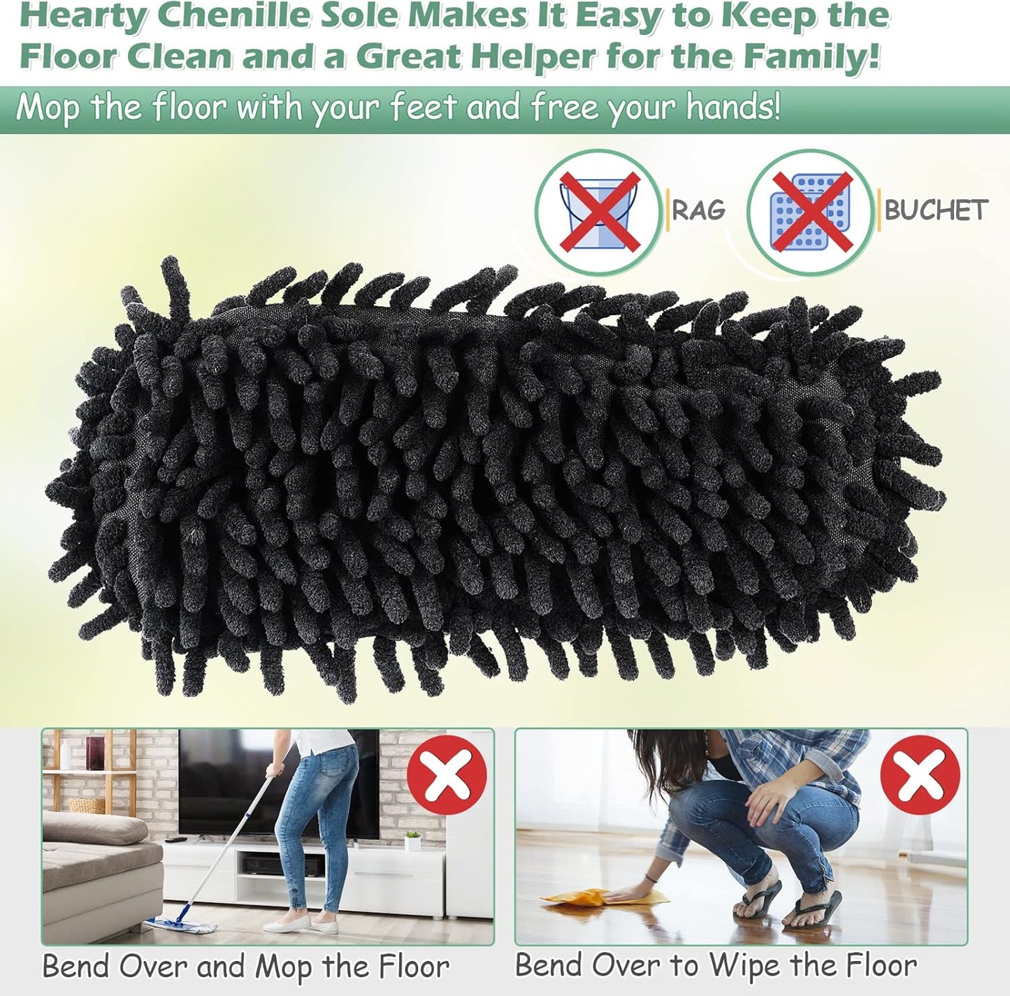Microfiber Floor Mop Slippers House Dust Cleaning Tool Detachable Washable Shoes for Kitchen House Cleaning (Women 8.5-9/Men 11-11.5, Cow pattern)
