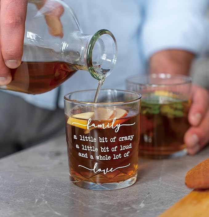 Nogrit Funny Family Quote Whiskey Glasses 10 oz, Best Housewarming Gifts 2025 - Image 4