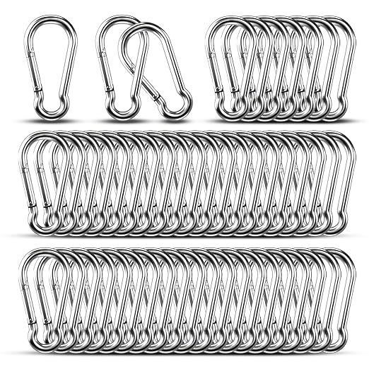 Small Carabiner Clip Hooks, 304 Stainless Steel Spring Snap Hook Fits Camping by KINLINK