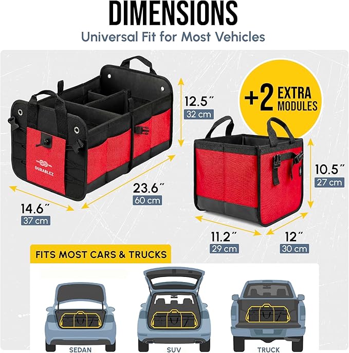 5-Section Trunk Organizer with Cooler – Extra Large Modular Car Storage System - Image 2