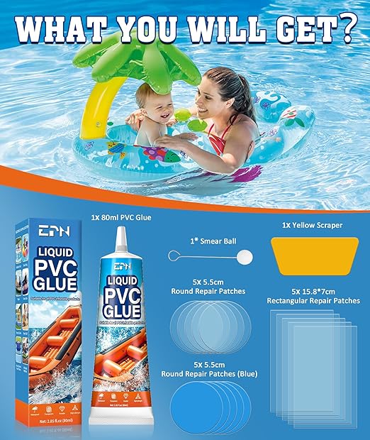 EPN Air Mattress Patch Kit, Waterproof Vinyl Pool Liner Repair Kit - Image 7