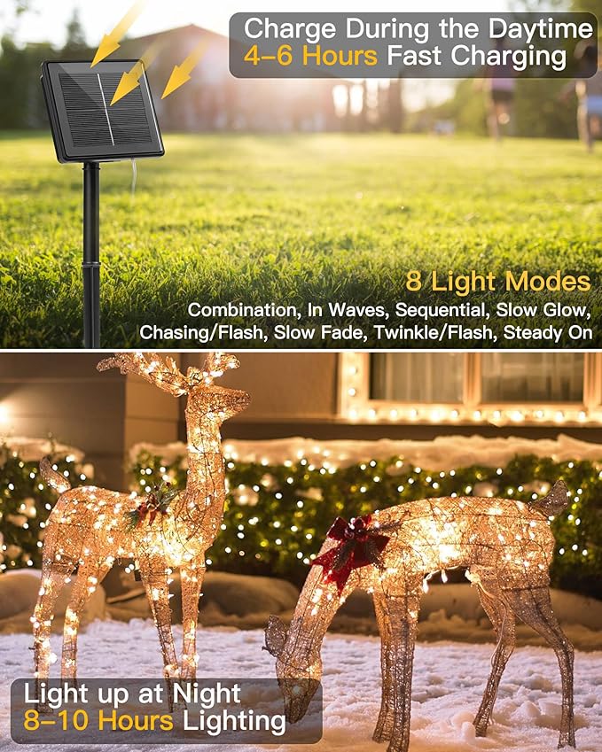 Brightown Solar String Lights, 2 Packs Total 66Ft 200 LED Solar Fairy Lights - Image 2