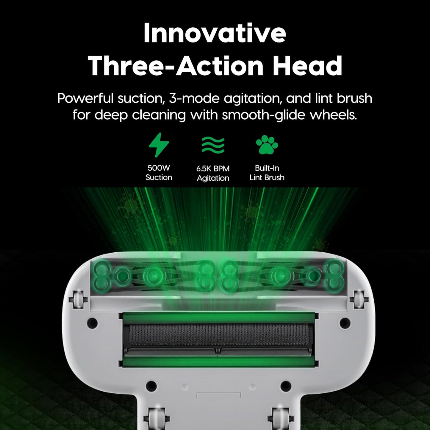 IRIS USA Handheld Corded Mattress Vacuum Cleaner, Dust Sensor, 120V, Pet Hair Remover, 6,500 BPM Agitator, Cyclonic HEPA Filter Sofas, and Upholstery, White