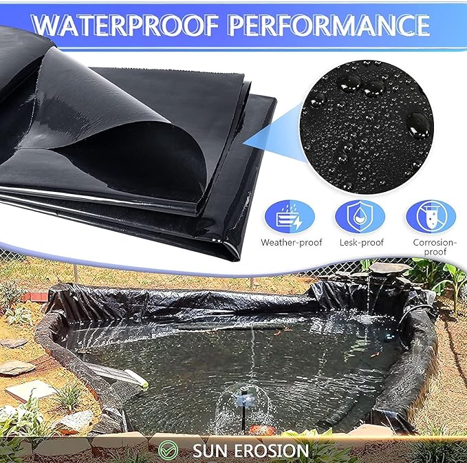ToLanbbt Pond Liner 20 x 30 Ft HDPE Pond Liners, 20 Mil UV Resistant Preformed - Image 4