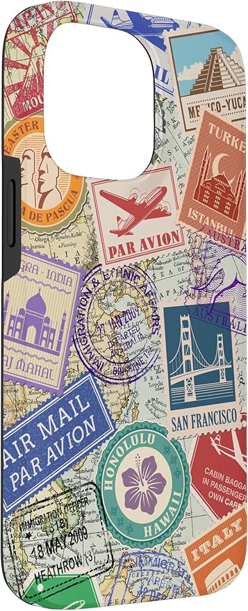 World Map Travel Passport Stamps Postage Stamp Case - Image 3