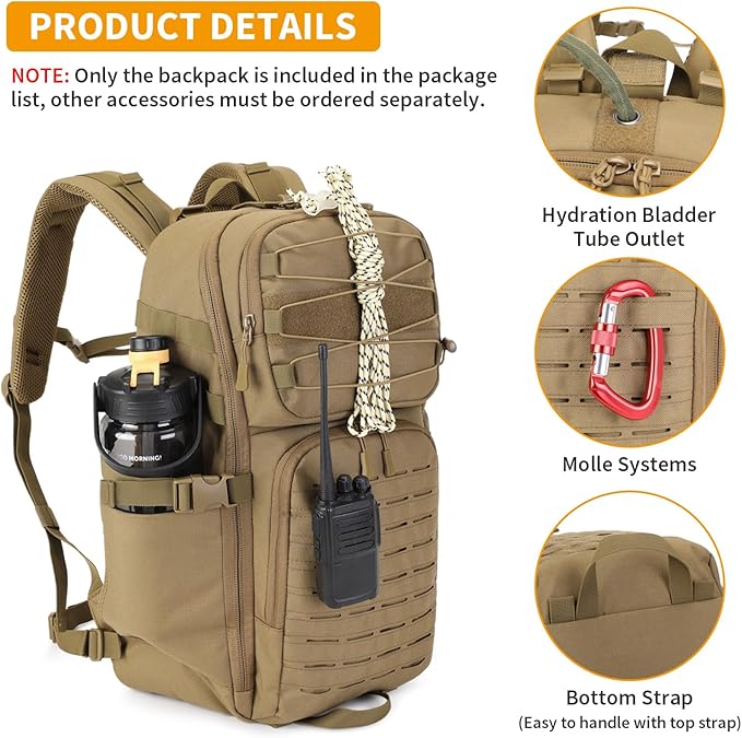 HUNTVP Tactical Backpack for Men 35L Military Backpack MOLLE 1000D Army Daypack - Image 6
