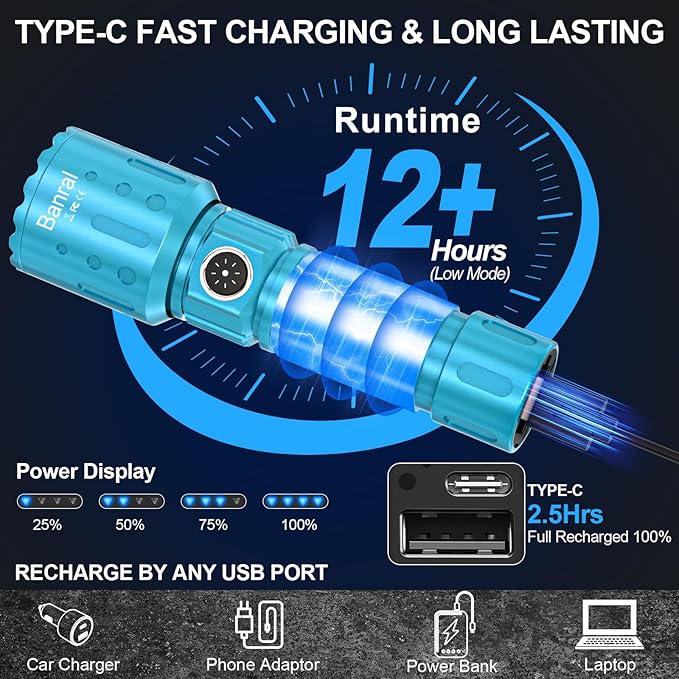 Banral Flashlights High Lumens Rechargeable, Super Bright Long Range Small - Image 6