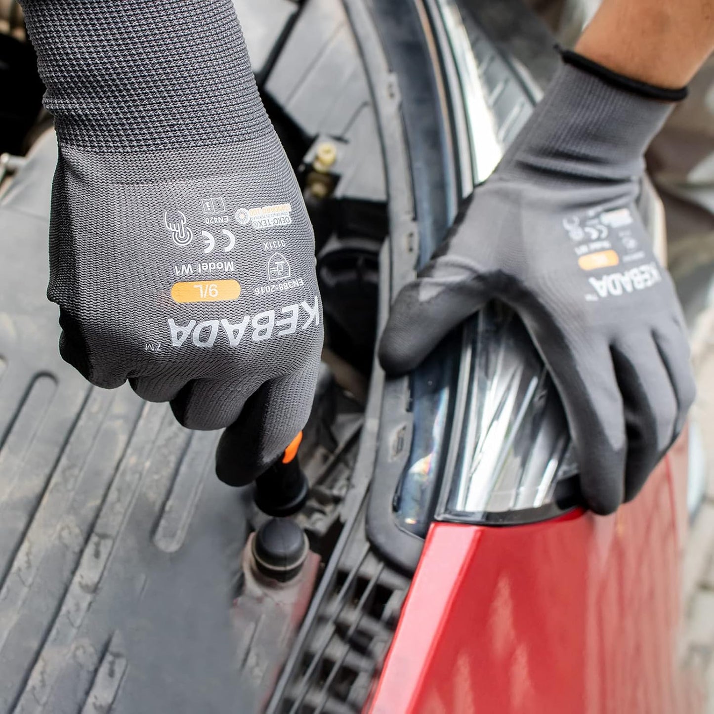 Kebada Safety Work Gloves,120 Pairs Bulk Pack, Touchscreen, PU Coated, Ideal for Warehouse, Construction, Gardening and Mechanics, Grey, X-Small