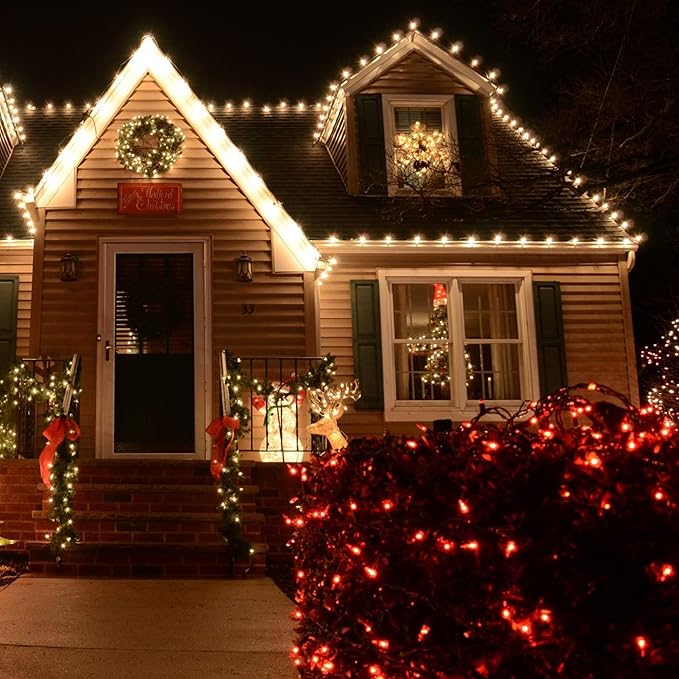 TW SHINE Red Christmas Lights, 2 Pack Total 40 FT 200 Count Incandescent - Image 3